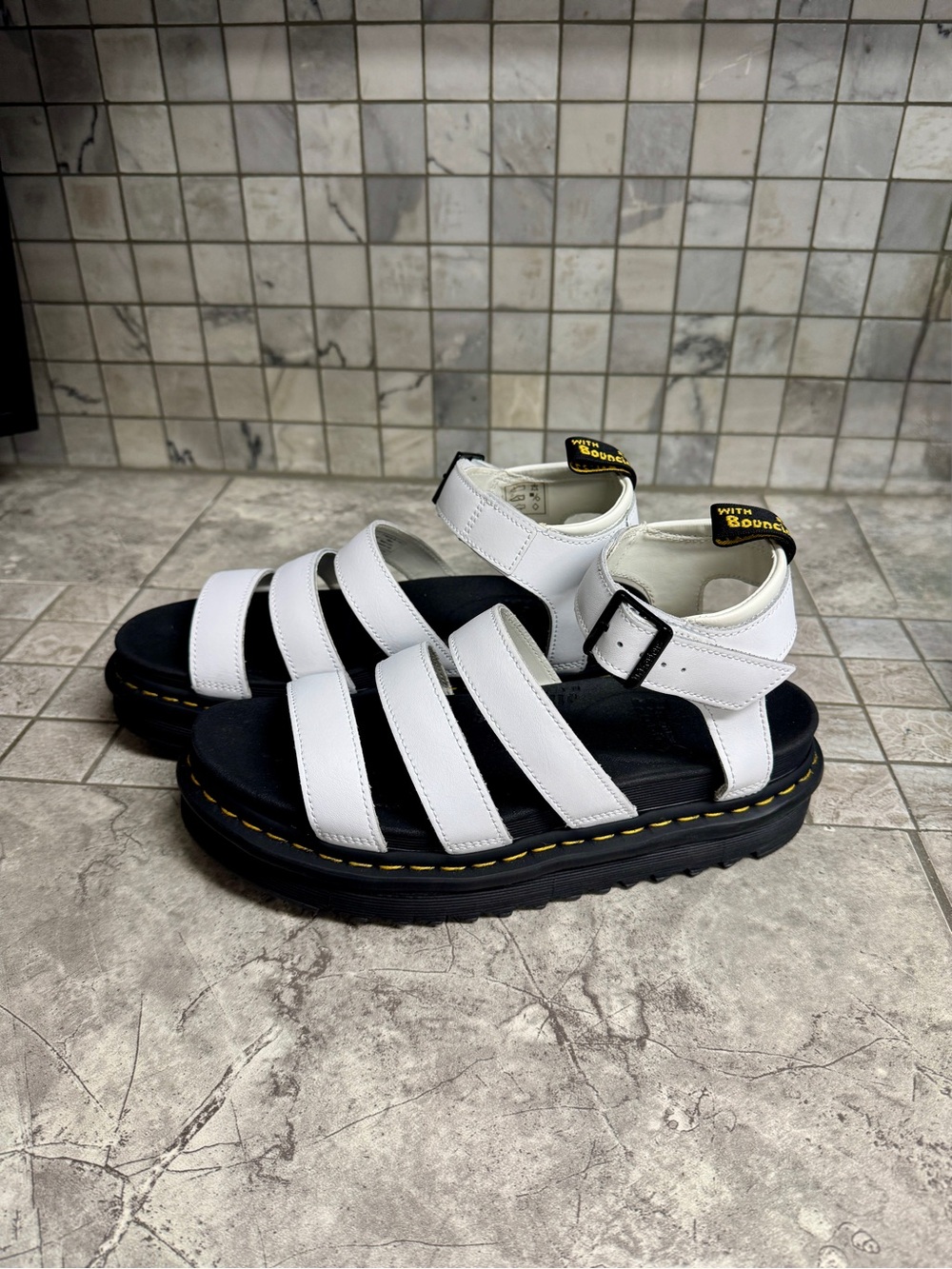 Dr. Martens Blaire White Leather Strap Sandals | US 10 | Worn Once